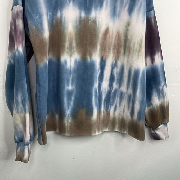 Boho Tie Dye Long Sleeve Sweatshirt size Medium with raw hem - Picture 3 of 11